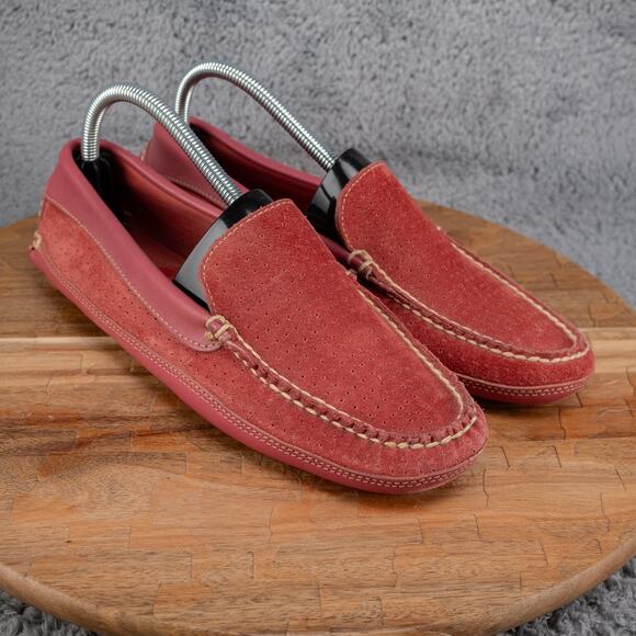 LL Bean Womens Sz 9.5 Red Suede Moccasin Slip On Loafer Driving Shoe - Picture 1 of 7